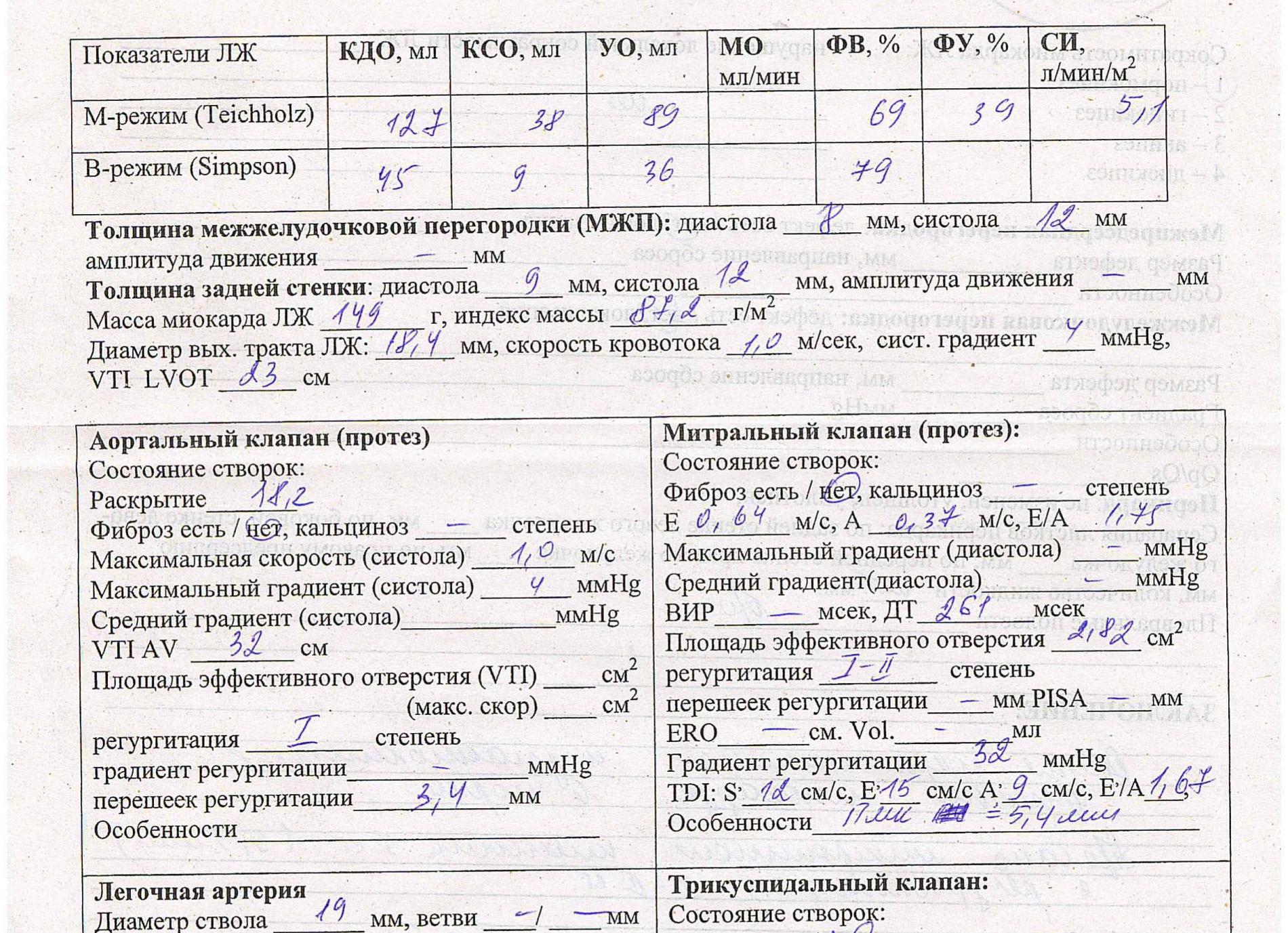 Эхокардиография сердца расшифровка