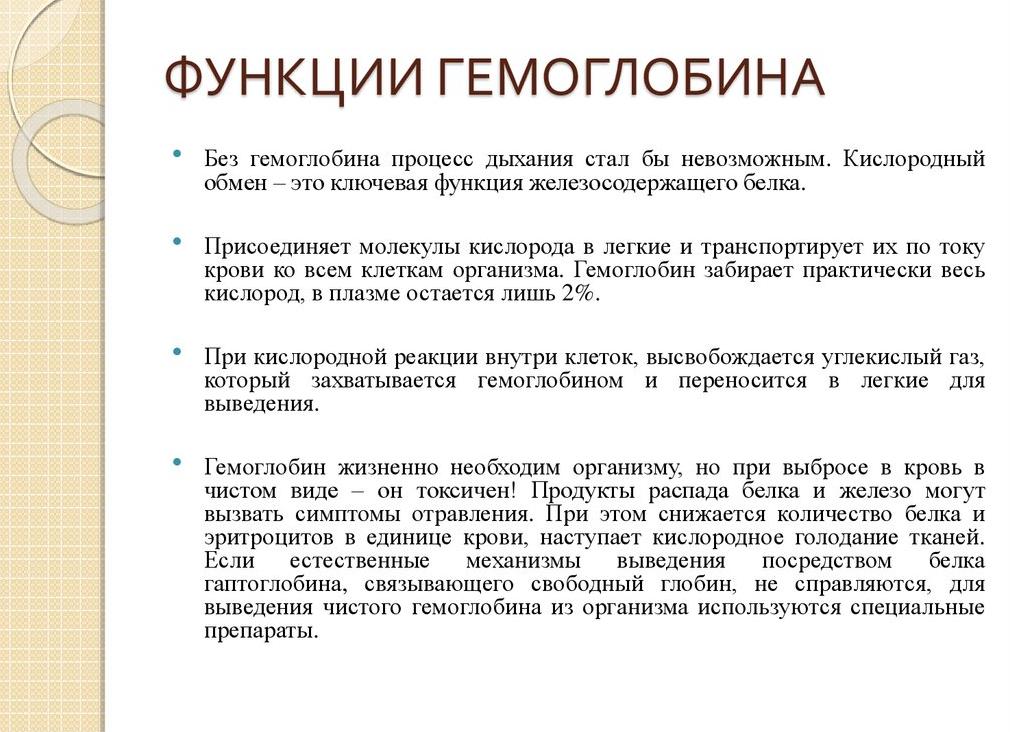 Функции гемоглобина в крови