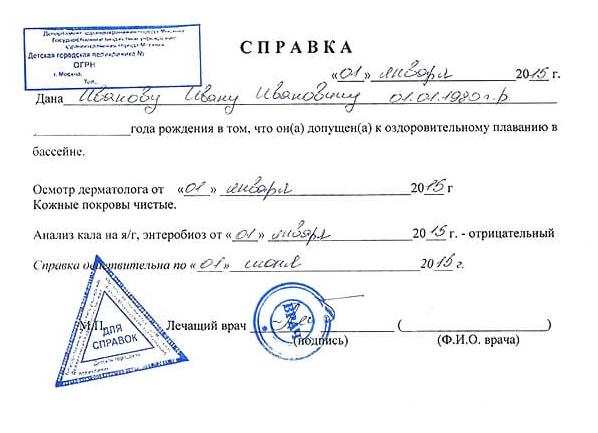 Анализы взрослому для бассейна