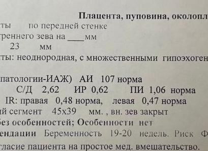 Гиперэхогенные включения в плаценте