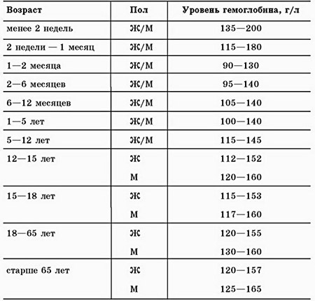 Какая норма гемоглобина в крови у женщин