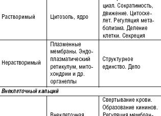 Функции в организме кальций
