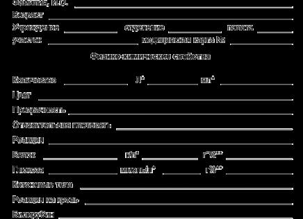 Бланк общего анализа мочи