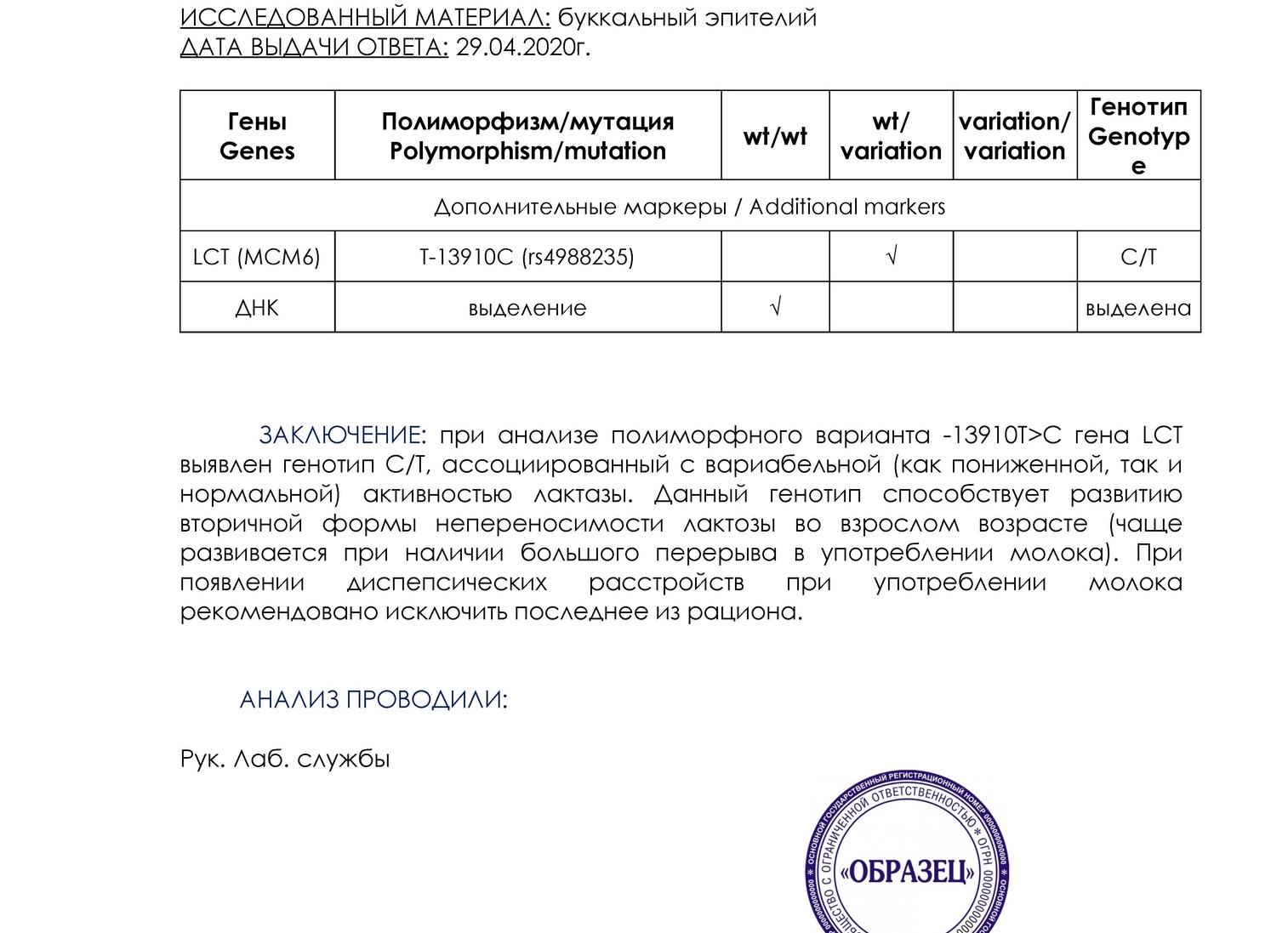 Анализы на лактозную недостаточность