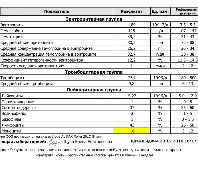 Моноциты повышены у подростка
