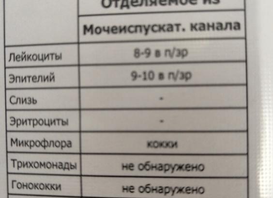 Кокки единичные в мазке у мужчин