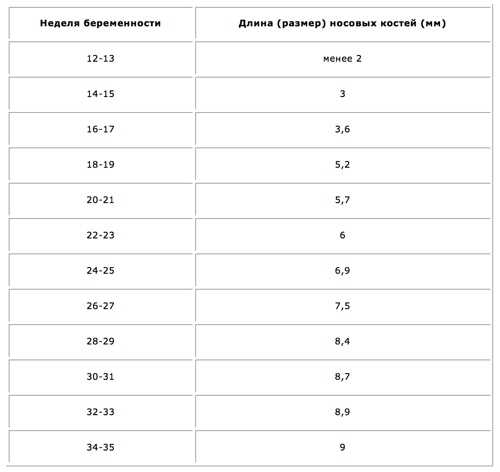 12 недель норма носовой кости